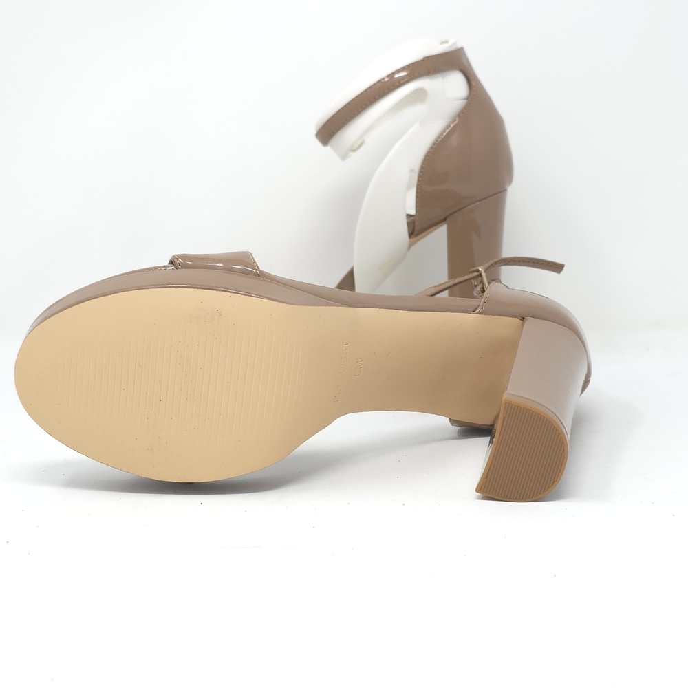 Nine West Elope Metallic Embossed Platform Heels Beige 6 Medium - Picture 6 of 9